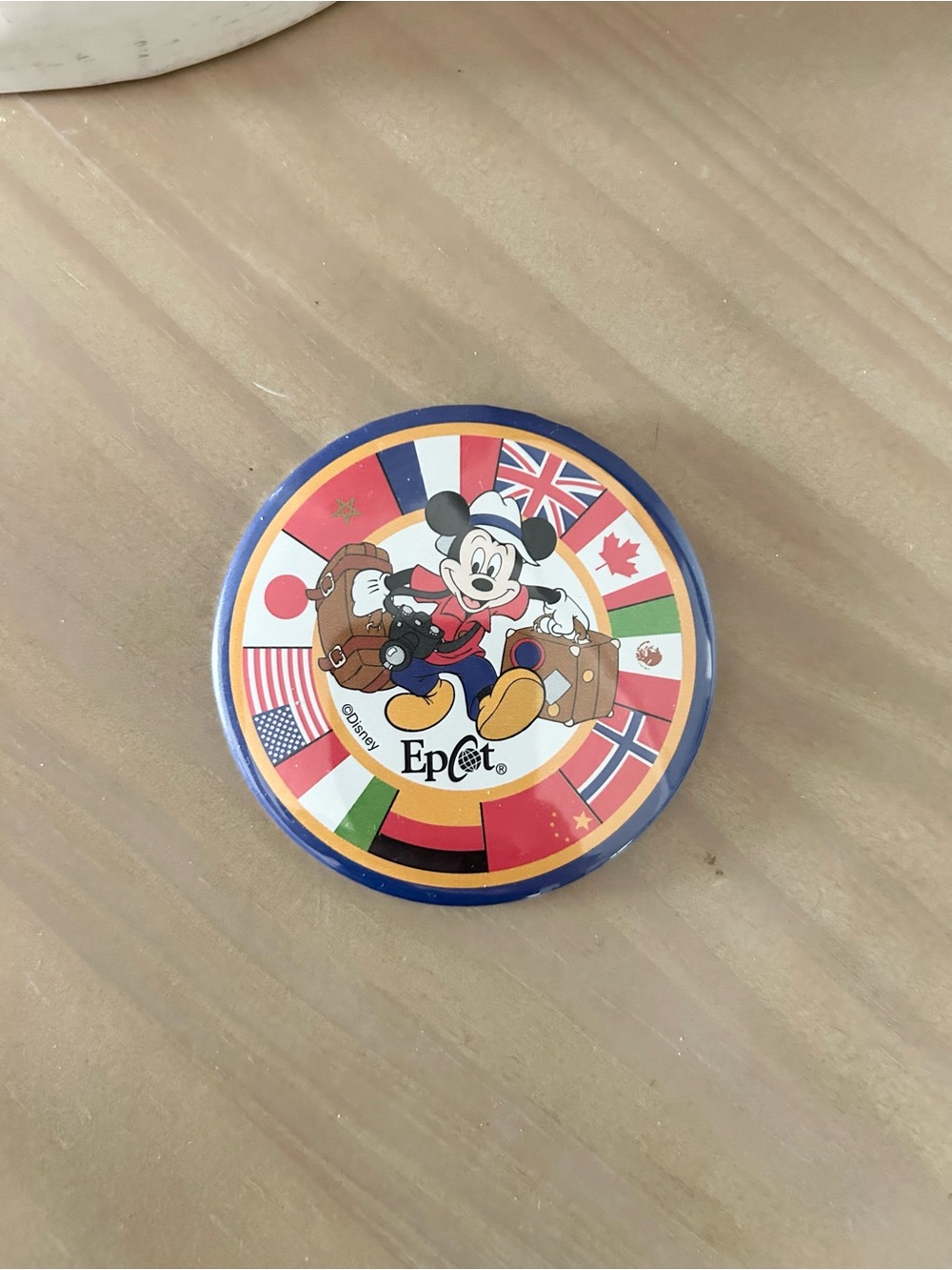 Vintage Disney EPCOT World Showcase Mickey Mouse Flag Button Pin